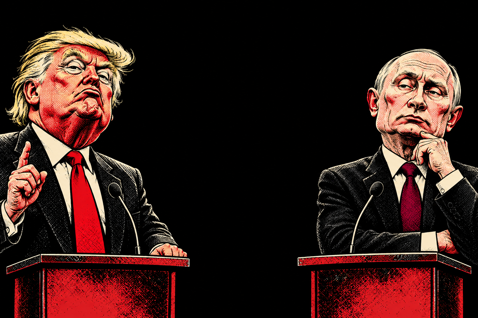 Satirical caricature of Donald Trump